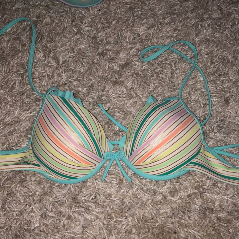 rainbow striped bathing suit top